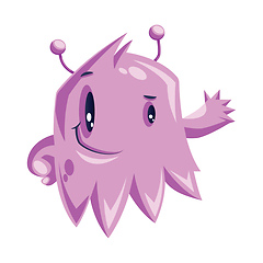 Image showing Purple cartoon monster waving white background vector illustrato
