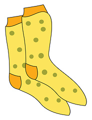 Image showing Clipart of a showcase yellow-colored pair of socks vector or col