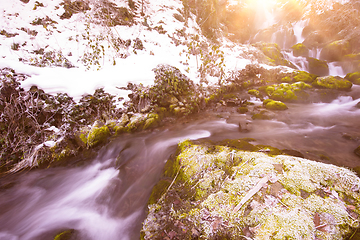 Image showing beautiful winter waterfall