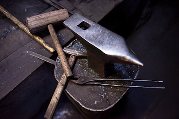 Image showing Working tool at blacksmith traditional workshop