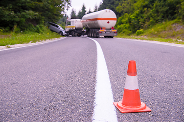 Image showing Truck and Car crash accident