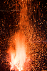 Image showing Traditional blacksmith furnace with burning fire