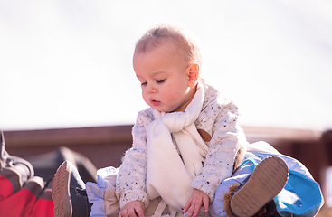 Image showing portrait of little baby boy on beautiful winter day