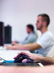 Image showing Closeup of Graphic Designer Working at Workplace