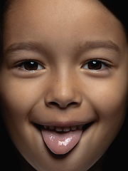 Image showing Close up portrait of a little emotional girl