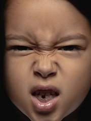 Image showing Close up portrait of a little emotional girl