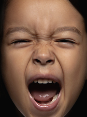 Image showing Close up portrait of a little emotional girl