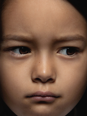 Image showing Close up portrait of a little emotional girl