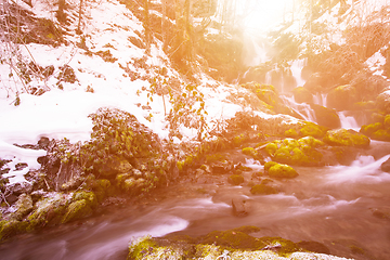 Image showing beautiful winter waterfall