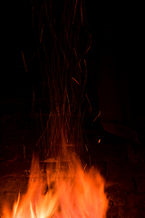 Image showing Traditional blacksmith furnace with burning fire