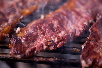 Image showing delicious grilled meat on barbecue