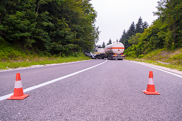 Image showing Truck and Car crash accident