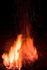 Image showing Traditional blacksmith furnace with burning fire