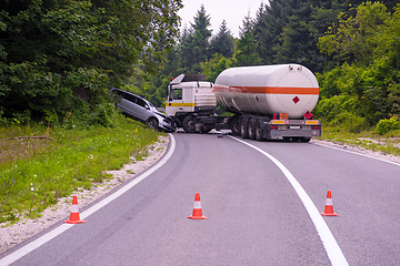 Image showing Truck and Car crash accident