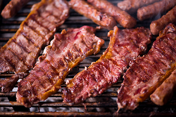 Image showing delicious grilled meat on barbecue