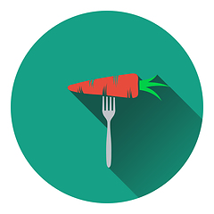 Image showing Icon of Diet carrot on fork 