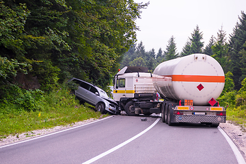 Image showing Truck and Car crash accident