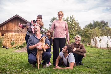 Image showing portrait of happy family at farm