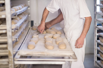 Image showing bakers preparing the dough