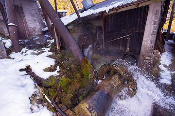 Image showing Rural landscape with old watermill in woods