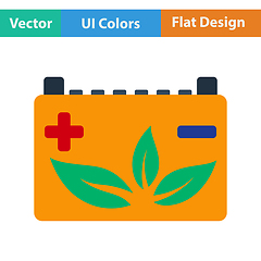 Image showing Car battery with leaf icon.