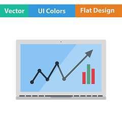 Image showing Flat design icon of Laptop with chart