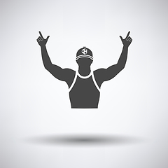 Image showing Football fan with hands up icon