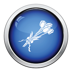 Image showing Tulips bouquet icon with tied bow