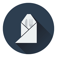 Image showing Fork and knife wrapped napkin icon