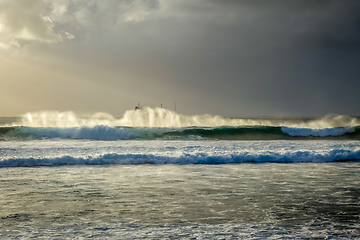 Image showing Pacific ocean at sunset on Easter Island