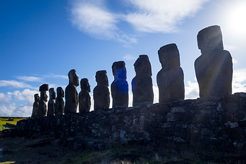 Image showing Moais statues, ahu Tongariki, easter island