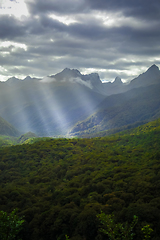 Image showing Fiordland national park stormy landscape, New Zealand