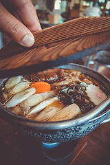 Image showing traditional japanese sukiyaki meal