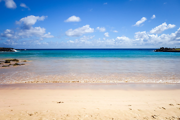 Image showing Anakena tropical beach in pacific ocean, easter island