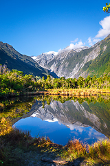 Image showing Franz Josef glacier and lake, New Zealand