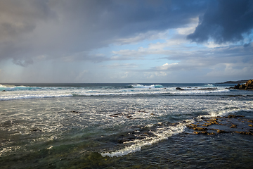 Image showing Pacific ocean at sunset on Easter Island