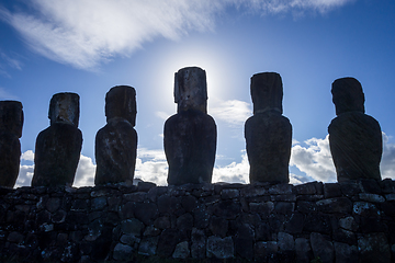 Image showing Moais statues, ahu Tongariki, easter island