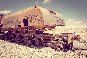 Image showing Train cemetery in Uyuni, Bolivia