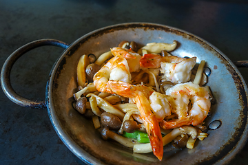 Image showing Shrimp teppanyaki, japanese traditional hot plate food