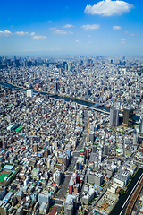 Image showing Tokyo city skyline aerial view, Japan