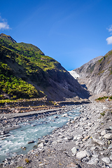 Image showing Franz Josef glacier and river, New Zealand