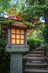 Image showing Lamp in Jojakko-ji temple, Kyoto, Japan