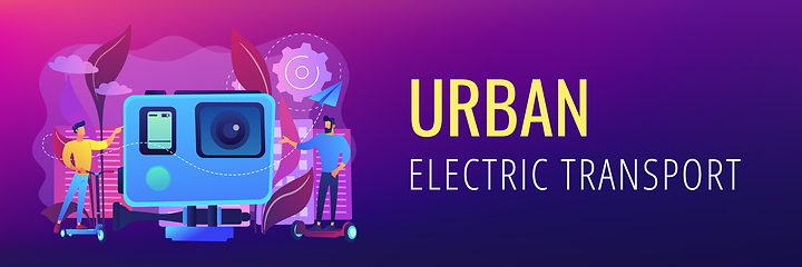 Image showing Urban electric transport concept banner header.