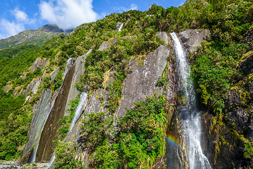 Image showing Franz Josef glacier waterfalls, New Zealand