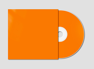 Image showing Orange CD - DVD mockup template isolated on Grey