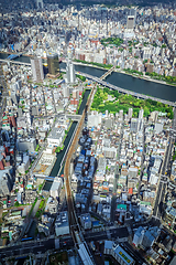 Image showing Tokyo city skyline aerial view, Japan