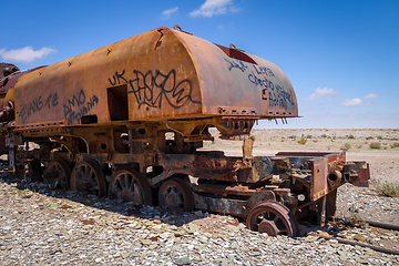 Image showing Train cemetery in Uyuni, Bolivia