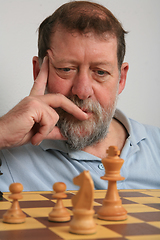 Image showing Mature scandinavian man playing chess