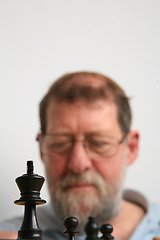 Image showing Mature scandinavian man playing chess