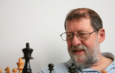 Image showing Mature scandinavian man playing chess
